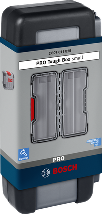 Maletín pequeño para accesorios Bosch PRO Tough Box, 43 x 87 x 210 mm.