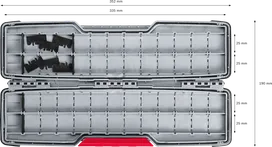 Caja Bosch PRO Tough Box grande para accesorios con separadores internos.
