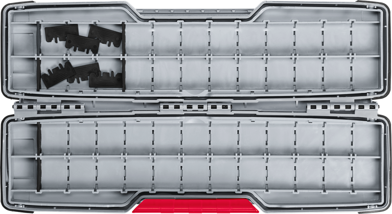 Caja de accesorios grande Bosch PRO Tough Box abierta.