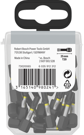Paquete de puntas de impacto Bosch PRO Torx T20 de 25 mm.