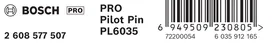 Pasador piloto Bosch PRO PL6035 para fresa anular TCT.
