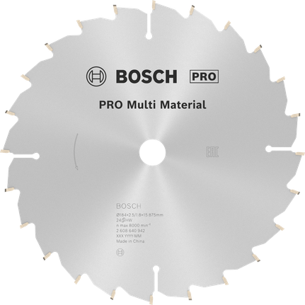 Hoja de sierra circular multimaterial Bosch PRO, 24 dientes.