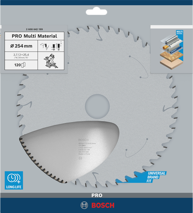 Hoja de sierra circular multimaterial Bosch PRO de 254 mm.