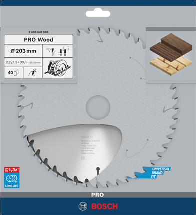 Hoja de sierra circular Bosch PRO Wood 203 mm.