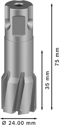 Fresa anular Bosch PRO Metal TCT de 24 x 35 x 75 mm.