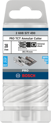 Fresa anular Bosch PRO Metal TCT de 28 x 35 x 75 mm.