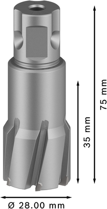 Fresa anular Bosch PRO Metal TCT de 28 x 35 x 75 mm.