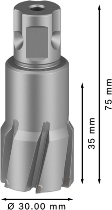 Fresa anular Bosch PRO Metal TCT de 30 x 35 x 75 mm.