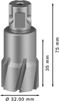 Fresa anular Bosch PRO Metal TCT de 32x35x75 mm.