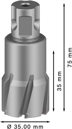 Fresa anular Bosch PRO Metal TCT de 35 x 35 x 75 mm.