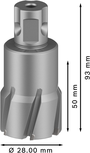 Fresa anular Bosch PRO Metal TCT de 28 x 50 x 93 mm.