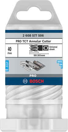 Fresa anular Bosch PRO Metal TCT de 40 x 50 x 93 mm.