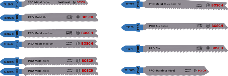 Juego de 10 hojas de sierra de calar Bosch PRO para metal y aluminio de 92 mm.