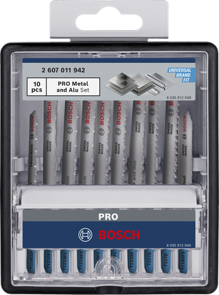 Juego de 10 hojas de sierra de calar Bosch PRO para metal y aluminio.