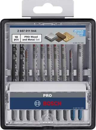 Juego de 10 hojas de sierra de calar Bosch PRO para madera y metal.