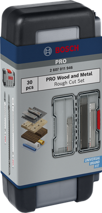 Juego de herramientas Bosch PRO para corte en bruto de madera y metal, paquete de 30 piezas.