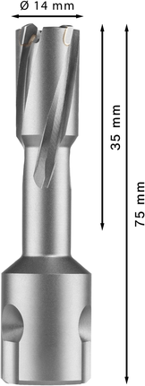 Fresa anular Bosch PRO Metal TCT de 14 x 35 x 75 mm.