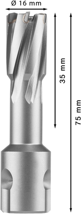Fresa anular Bosch PRO Metal TCT de 16 mm de diámetro.