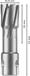 Fresa anular Bosch PRO Metal TCT de 20 x 35 x 75 mm.