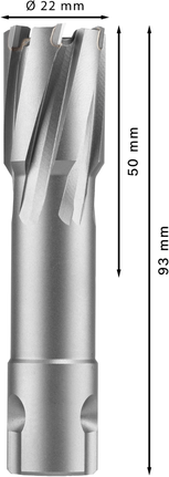 Fresa anular Bosch PRO Metal TCT de 22 x 50 x 93 mm.