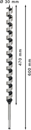 Broca barrena para madera Bosch PRO 30 x 470 x 600 mm.