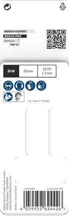 Hoja de sierra de calar Bosch PRO Hardwood Clean Curve T101AOF, 83 mm.