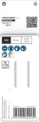 Hojas de sierra de calar Bosch PMMA de 92 mm.