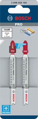Hojas de sierra de calar Bosch PRO Plastics PMMA T102BF 92 mm 2 uds.