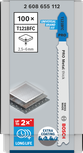 Paquete de 100 hojas de sierra de calar gruesas Bosch PRO Metal T121BFC.
