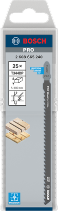 Paquete de 25 hojas de sierra de calar Bosch PRO Wood Precise T344DP.