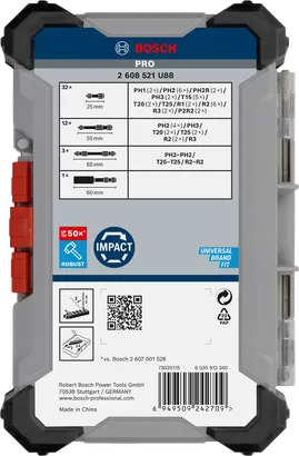 Juego de puntas de destornillador de impacto Bosch PRO, 48 piezas.