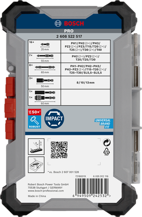 Expositor de puntas de destornillador de impacto Bosch PRO, 6 x 36 uds.