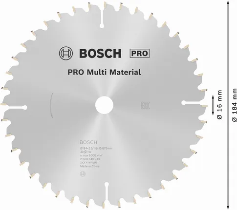 Hoja de sierra circular Bosch PRO Multi Material 184 mm 40T.