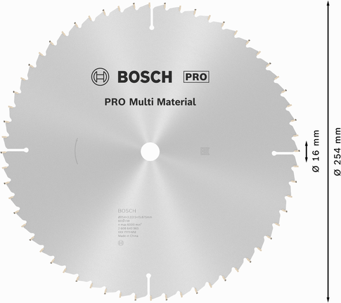 Hoja de sierra circular multimaterial Bosch PRO de 254 mm.