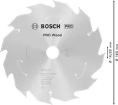 Hoja de sierra circular Bosch PRO Wood de 165 mm para herramientas inalámbricas.