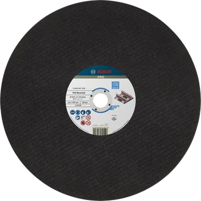 Disco de corte para rieles Bosch PRO 355 x 4 x 25,4 mm para metal.
