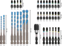 Bosch PRO Impact Juego mixto de brocas para taladro y destornillador, 35 piezas.