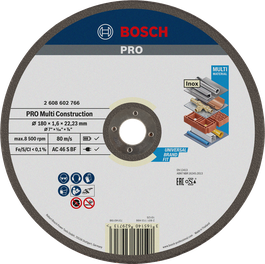 Disco de corte multimaterial Bosch PRO de 180 mm para uso universal.