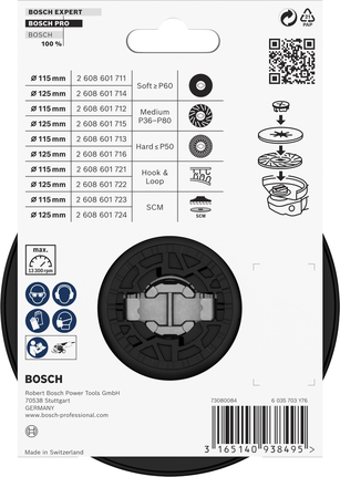 Almohadilla de respaldo rígida Bosch PRO de 115 mm, accesorio X-Lock.