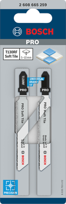 Hojas de sierra de calar Bosch PRO Soft Tile T130RF de 83 mm (paquete de 2).