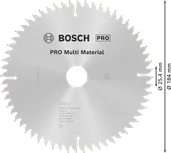 Hoja de sierra circular Bosch PRO Multi Material, 184 mm de diámetro.