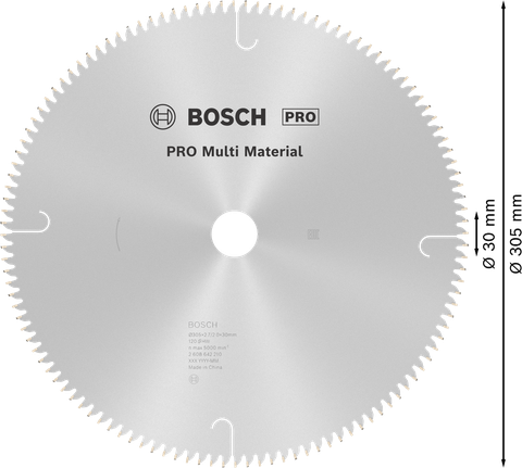 Hoja de sierra circular multimaterial Bosch PRO, 305 mm de diámetro.