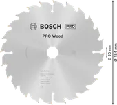 Hoja de sierra circular Bosch PRO Wood de 184 mm para cortar madera.
