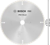 Hoja de sierra circular para madera Bosch PRO de 254 mm para cortes limpios en la madera.