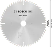 Hoja de sierra circular para madera Bosch PRO de 254 mm para un corte preciso.