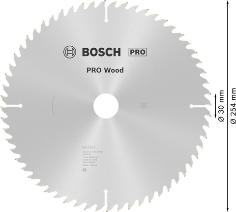Hoja de sierra circular para madera Bosch PRO de 254 mm para un corte preciso.