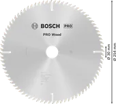 Hoja de sierra circular para madera Bosch PRO de 254 mm para un corte preciso de la madera.