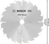 Hoja de sierra circular Bosch PRO Wood de 184 mm para cortar madera.
