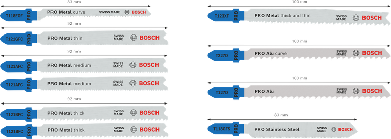 Juego de 10 hojas de sierra de calar Bosch PRO para metal y aluminio, de 92 mm.