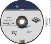 Disco abrasivo Bosch PRO de 230 mm con aglutinante metálico para metal.